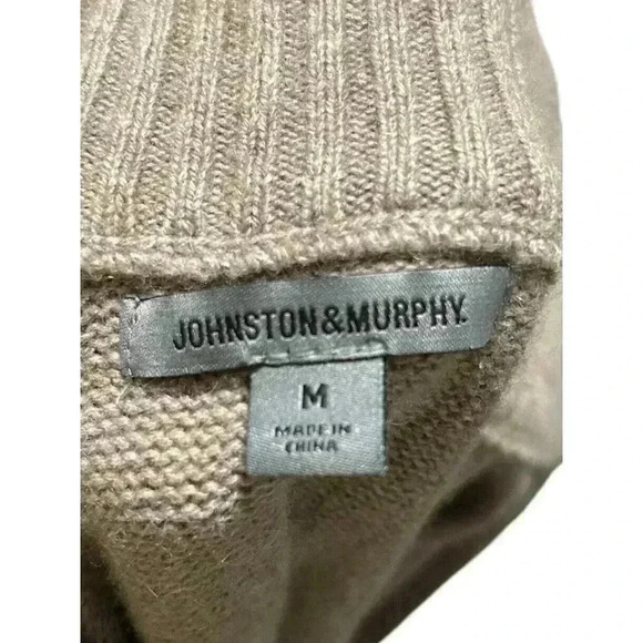Johnston & Murphy Men's Medium 1/4 Zip Pullover Long Sleeve Tan‎ - Picture 3 of 5
